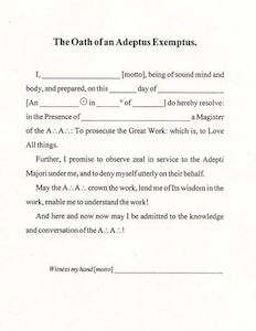 Illustration depicting the Oath of the Adeptus Exemptus grade