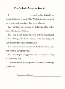 Illustration depicting the Oath of the Magister Templi grade
