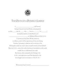 Illustration depicting the Oath of the Dominus Liminis grade