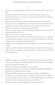 Probationer grade examination questions for magical and esoteric studies