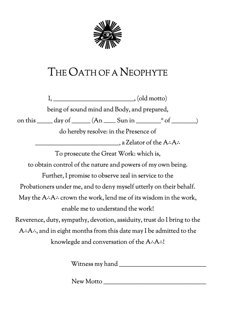 Illustration of the Oath of a Neophyte