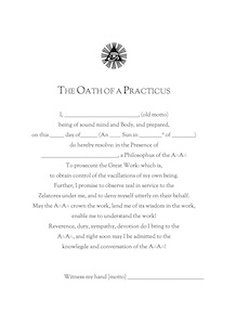 Illustration depicting the Oath of the Practicus grade