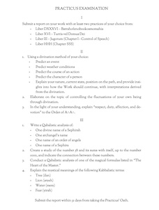 Practicus grade examination questions for magical and esoteric studies
