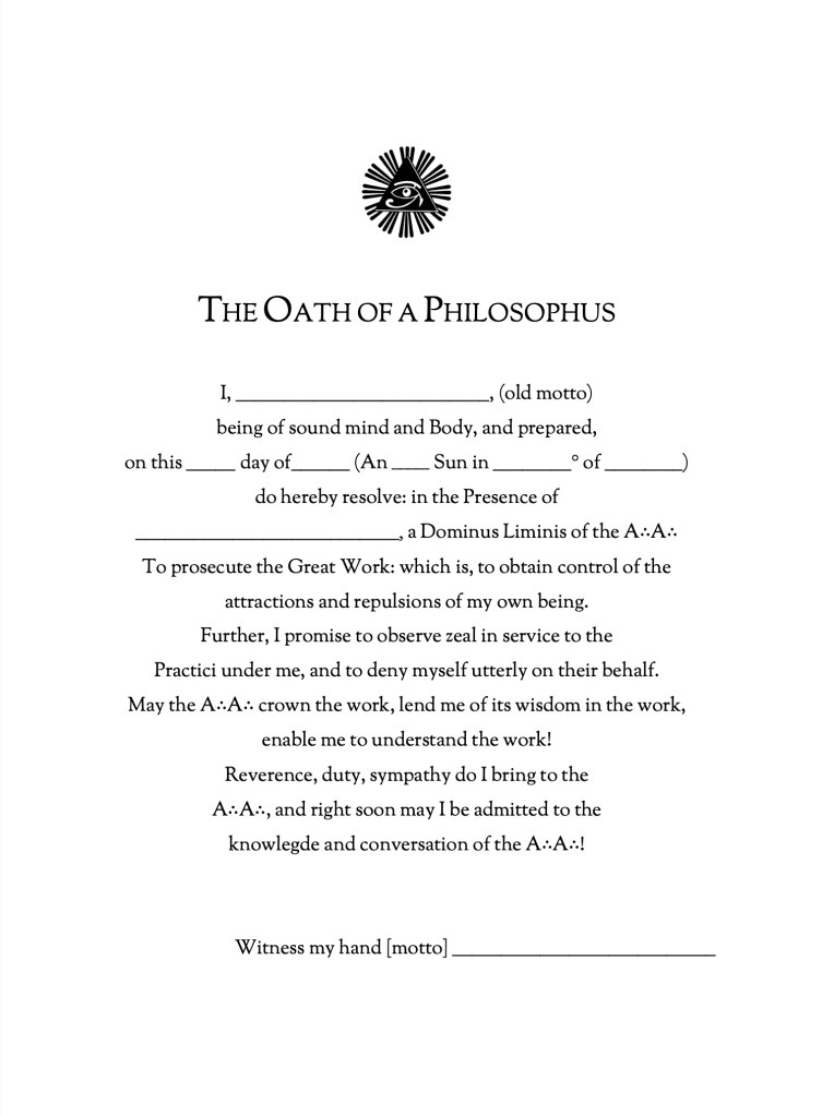 Illustration depicting the Oath of the Philosofus grade