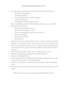 Philosophus grade examination questions for magical and esoteric studies