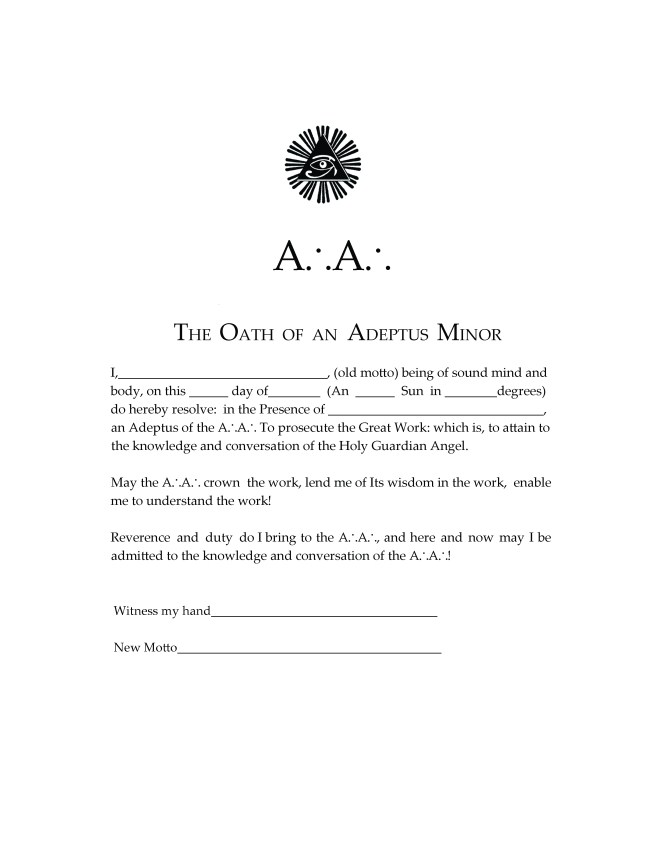 Oath of the Adeptus Minor